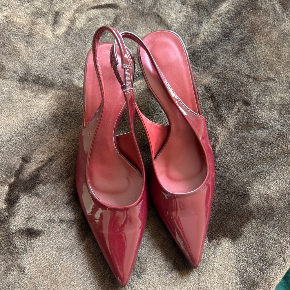 Amazon Women's Pointed Slingback Patent Pumps in Burgundy Red